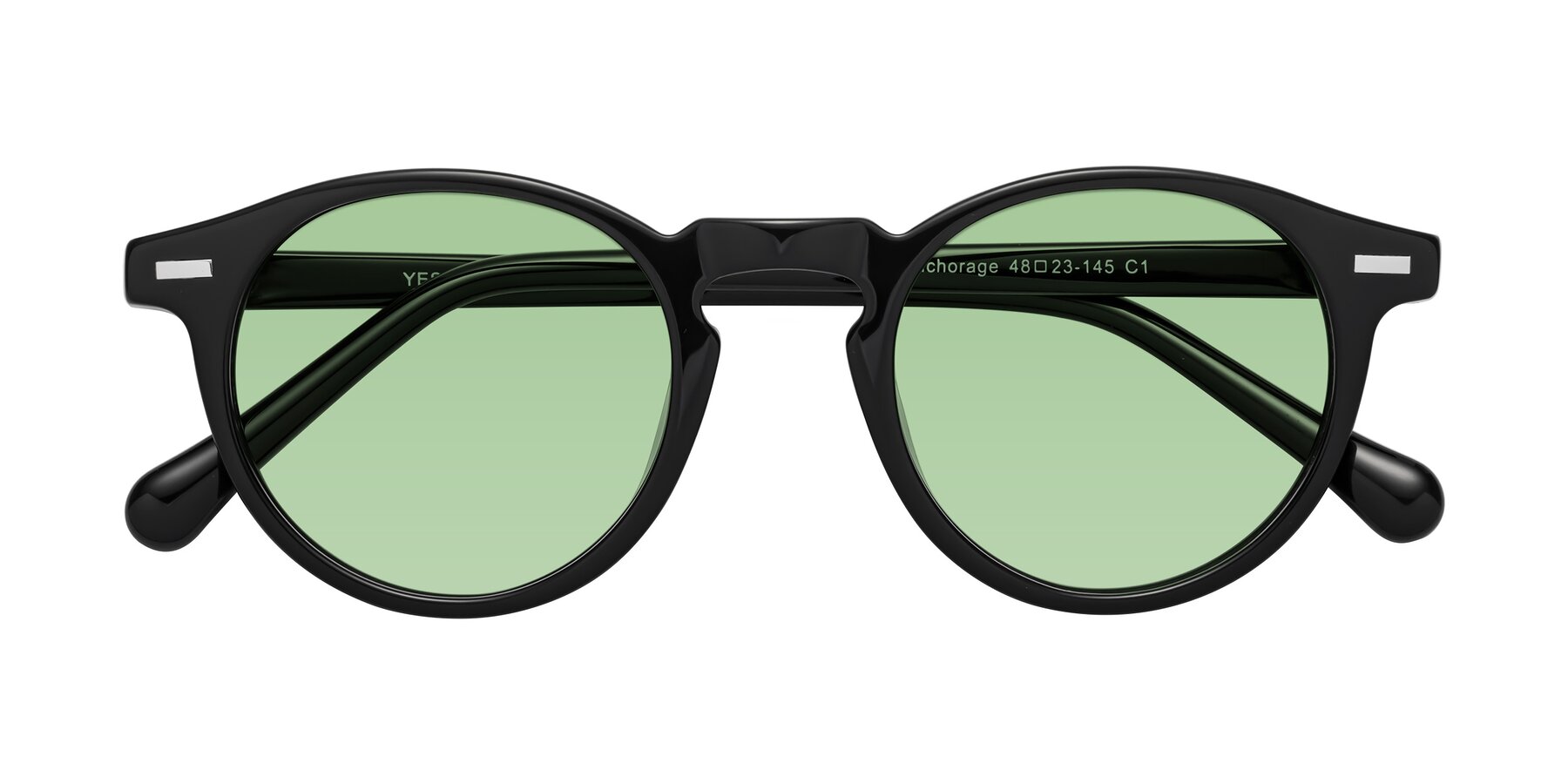 Folded Front of Anchorage in Black with Medium Green Tinted Lenses