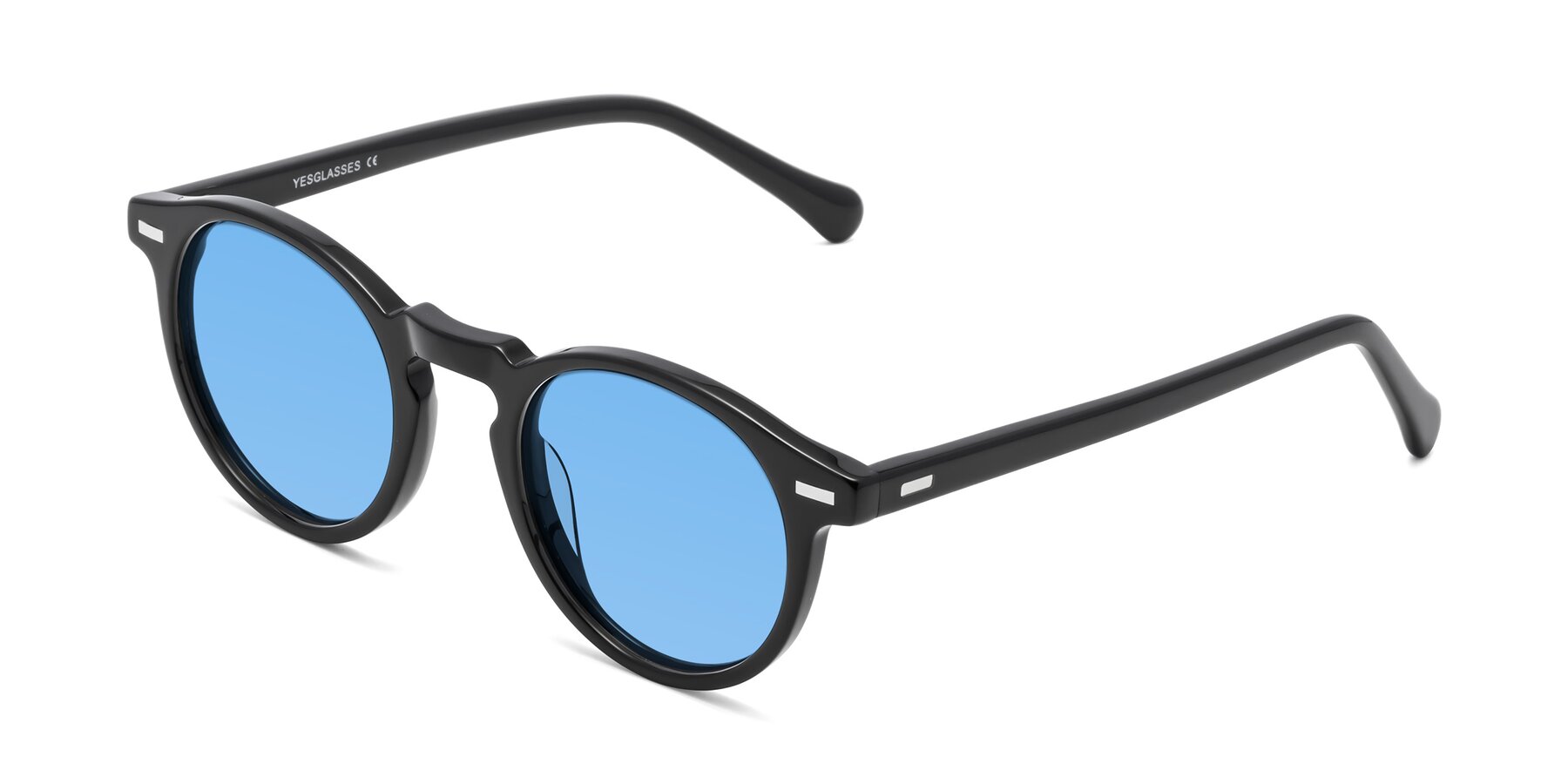 Angle of Anchorage in Black with Medium Blue Tinted Lenses