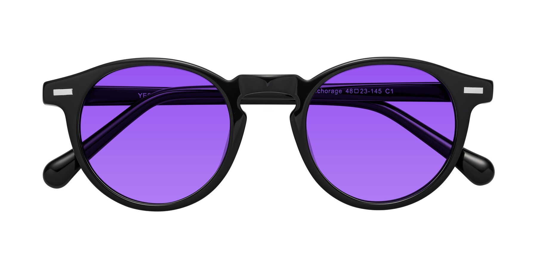 Folded Front of Anchorage in Black with Purple Tinted Lenses