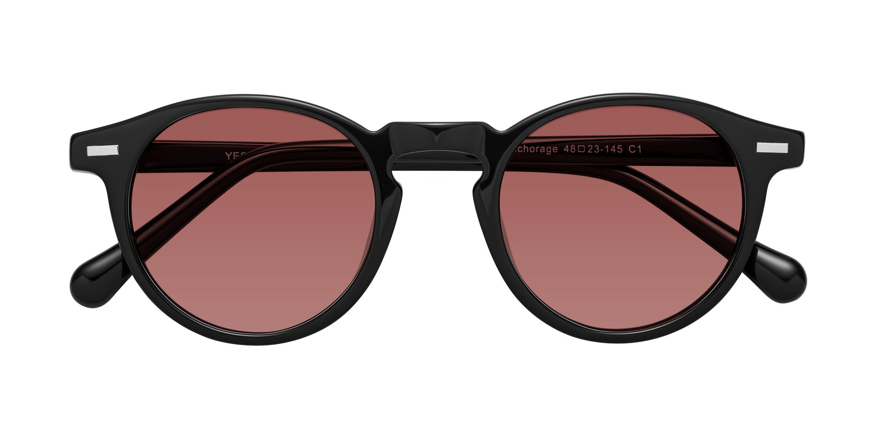 Folded Front of Anchorage in Black with Garnet Tinted Lenses