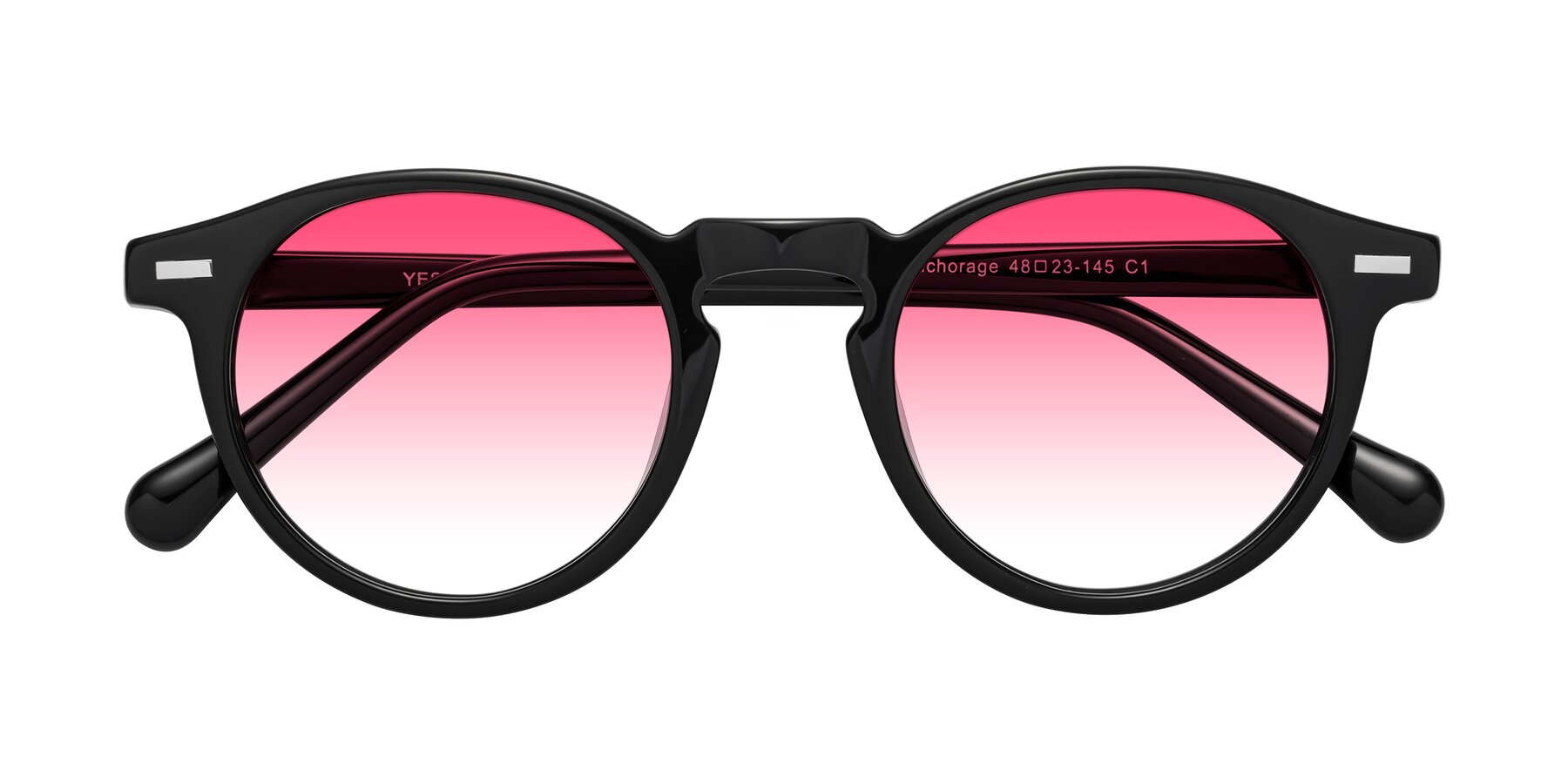 Folded Front of Anchorage in Black with Pink Gradient Lenses