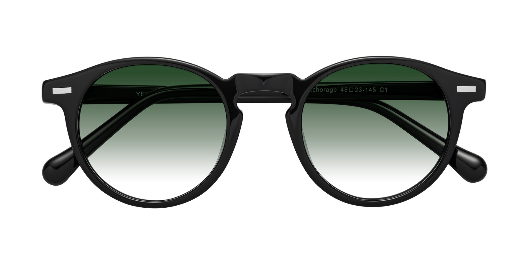 Folded Front of Anchorage in Black with Green Gradient Lenses