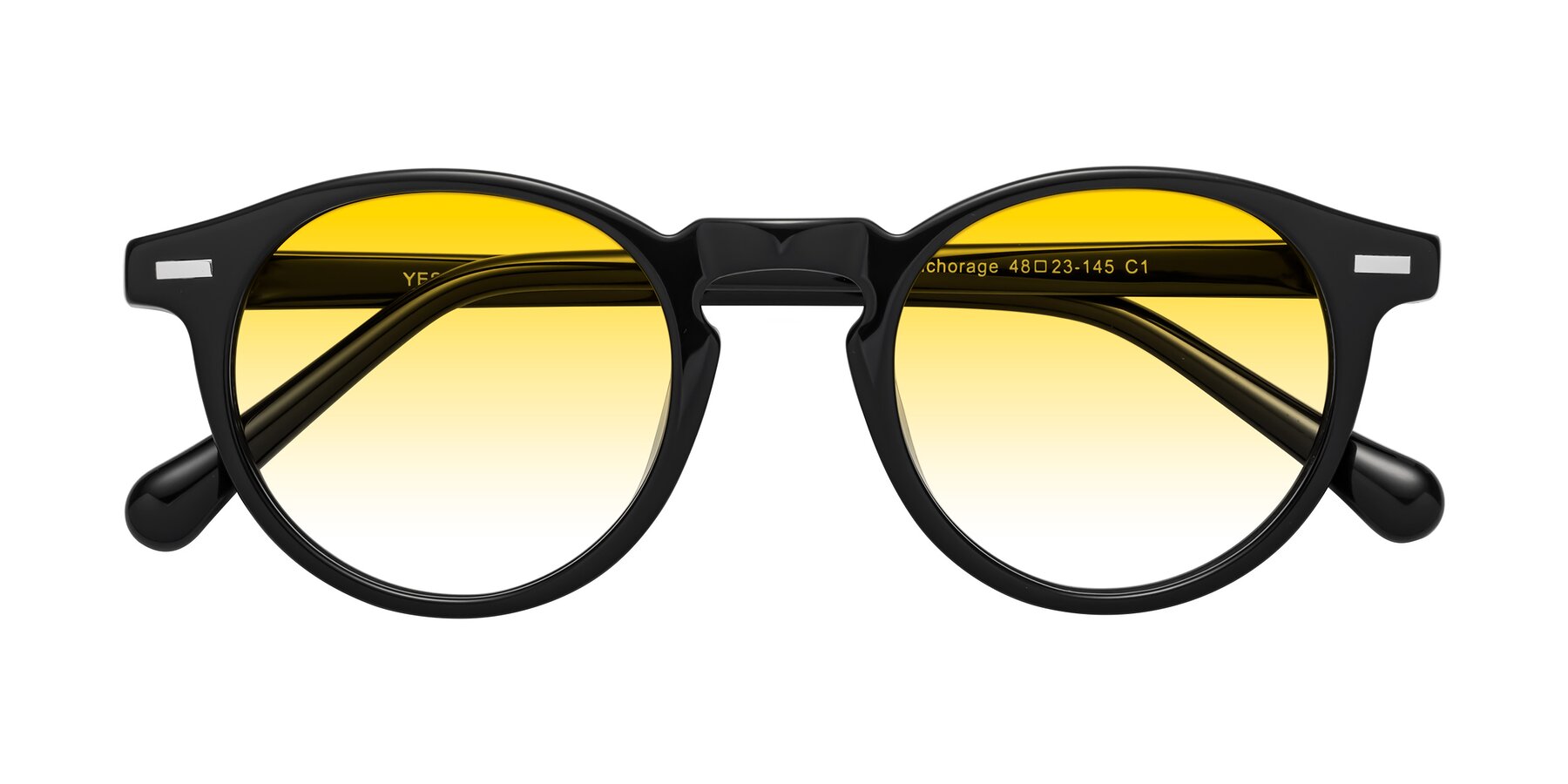 Folded Front of Anchorage in Black with Yellow Gradient Lenses