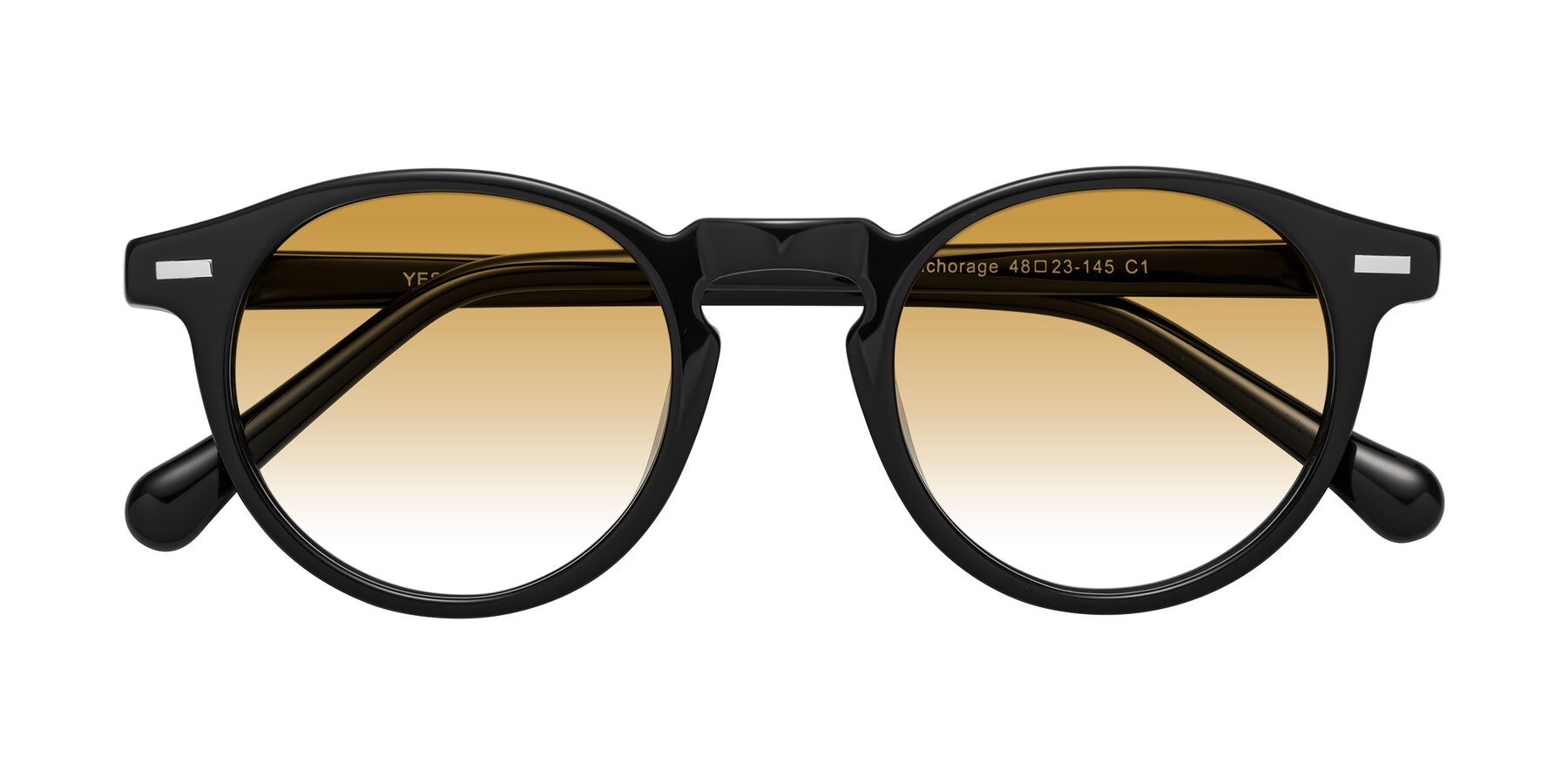 Folded Front of Anchorage in Black with Champagne Gradient Lenses