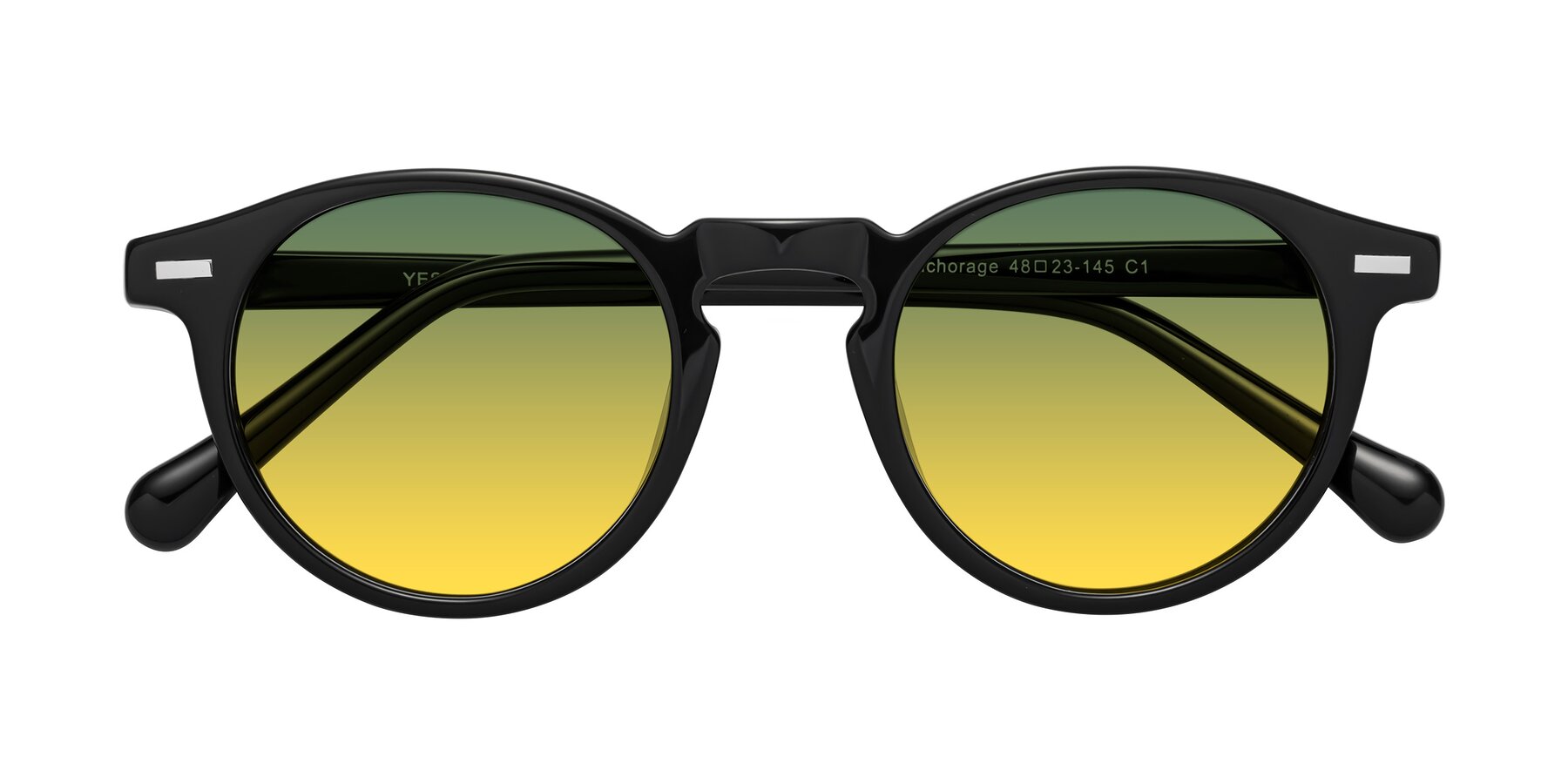 Folded Front of Anchorage in Black with Green / Yellow Gradient Lenses