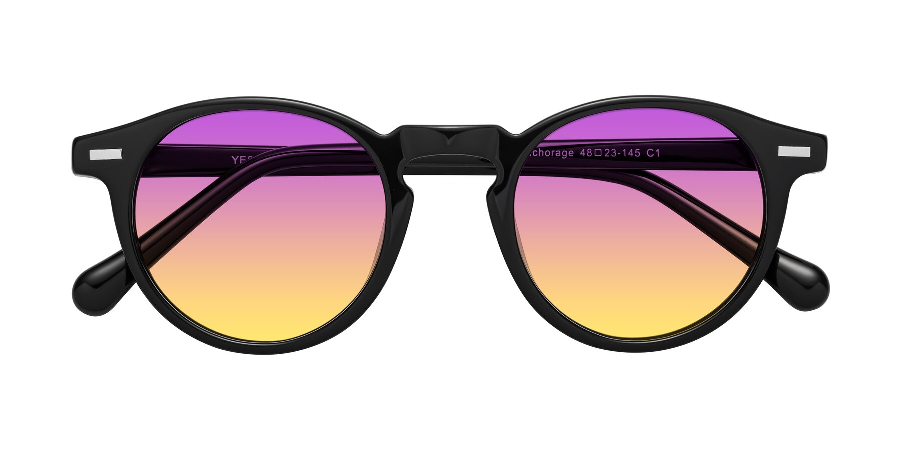 Folded Front of Anchorage in Black with Purple / Yellow Gradient Lenses