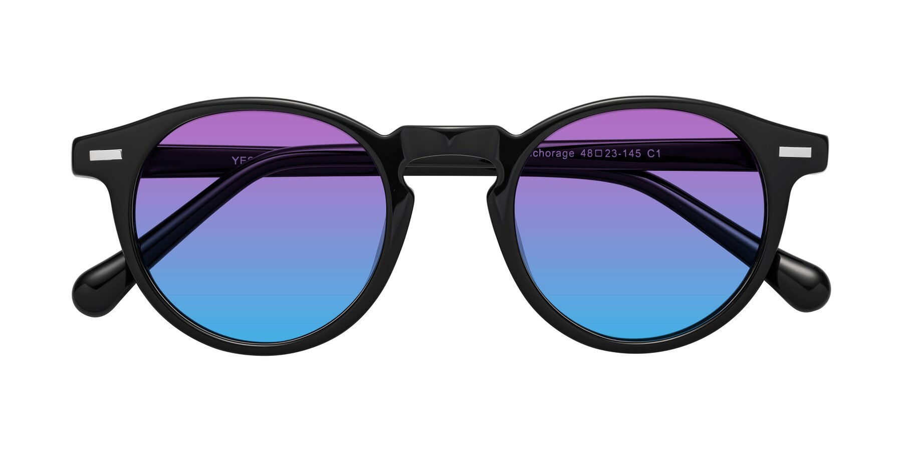 Folded Front of Anchorage in Black with Purple / Blue Gradient Lenses