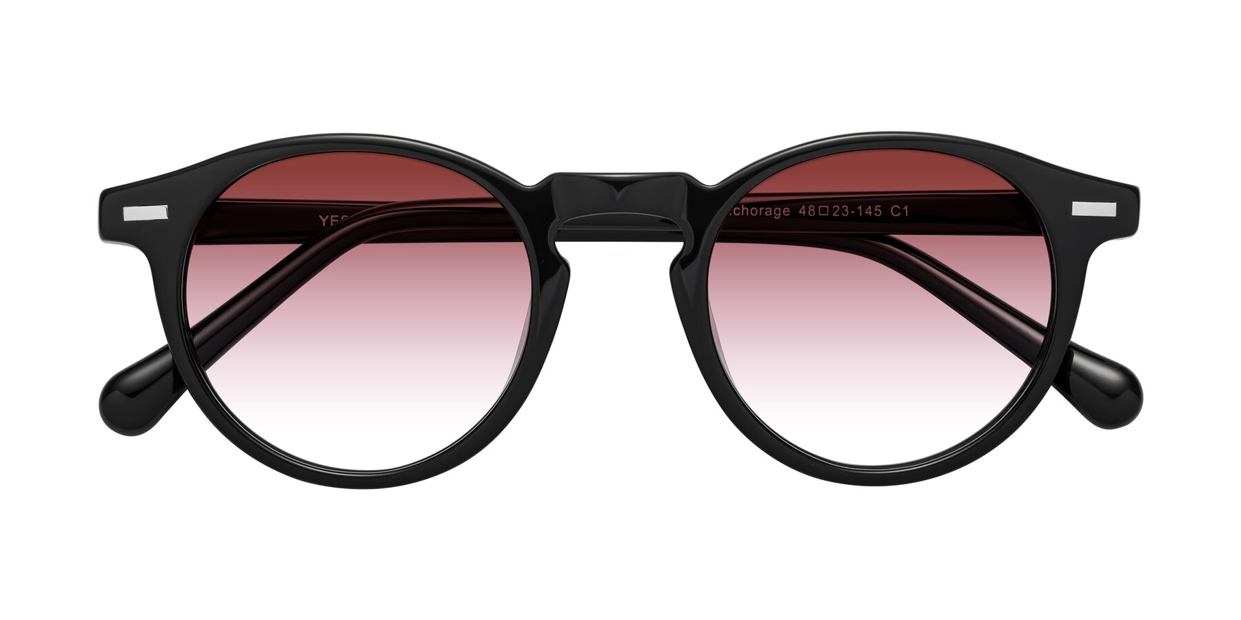 Folded Front of Anchorage in Black with Garnet Gradient Lenses