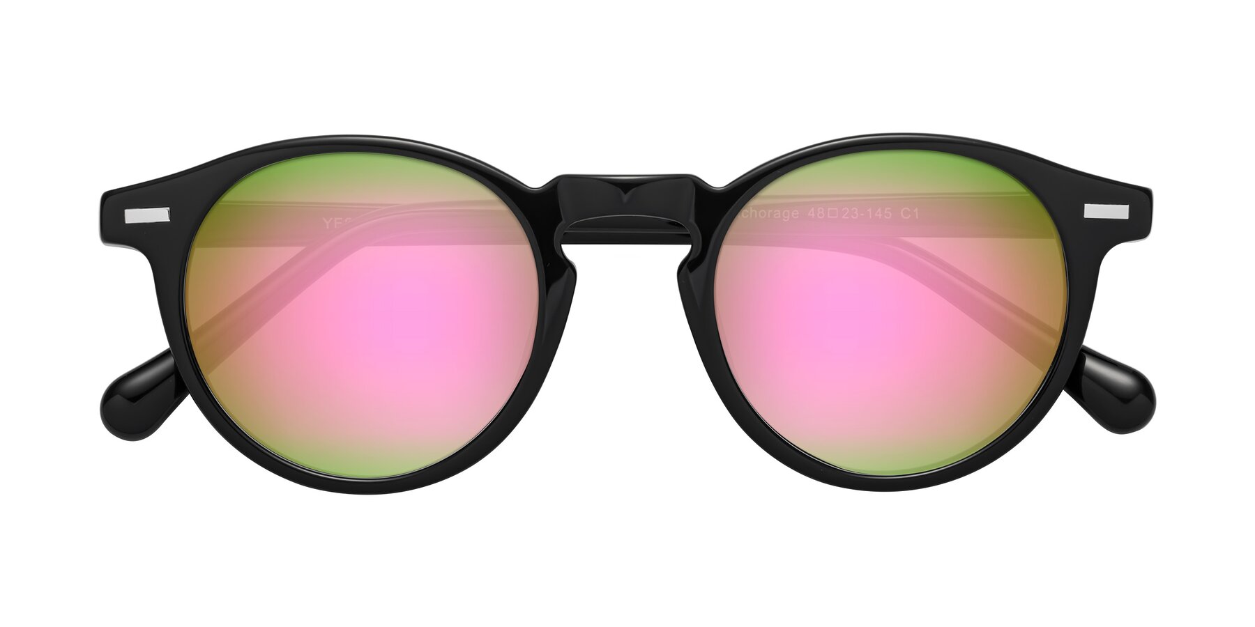 Folded Front of Anchorage in Black with Pink Mirrored Lenses