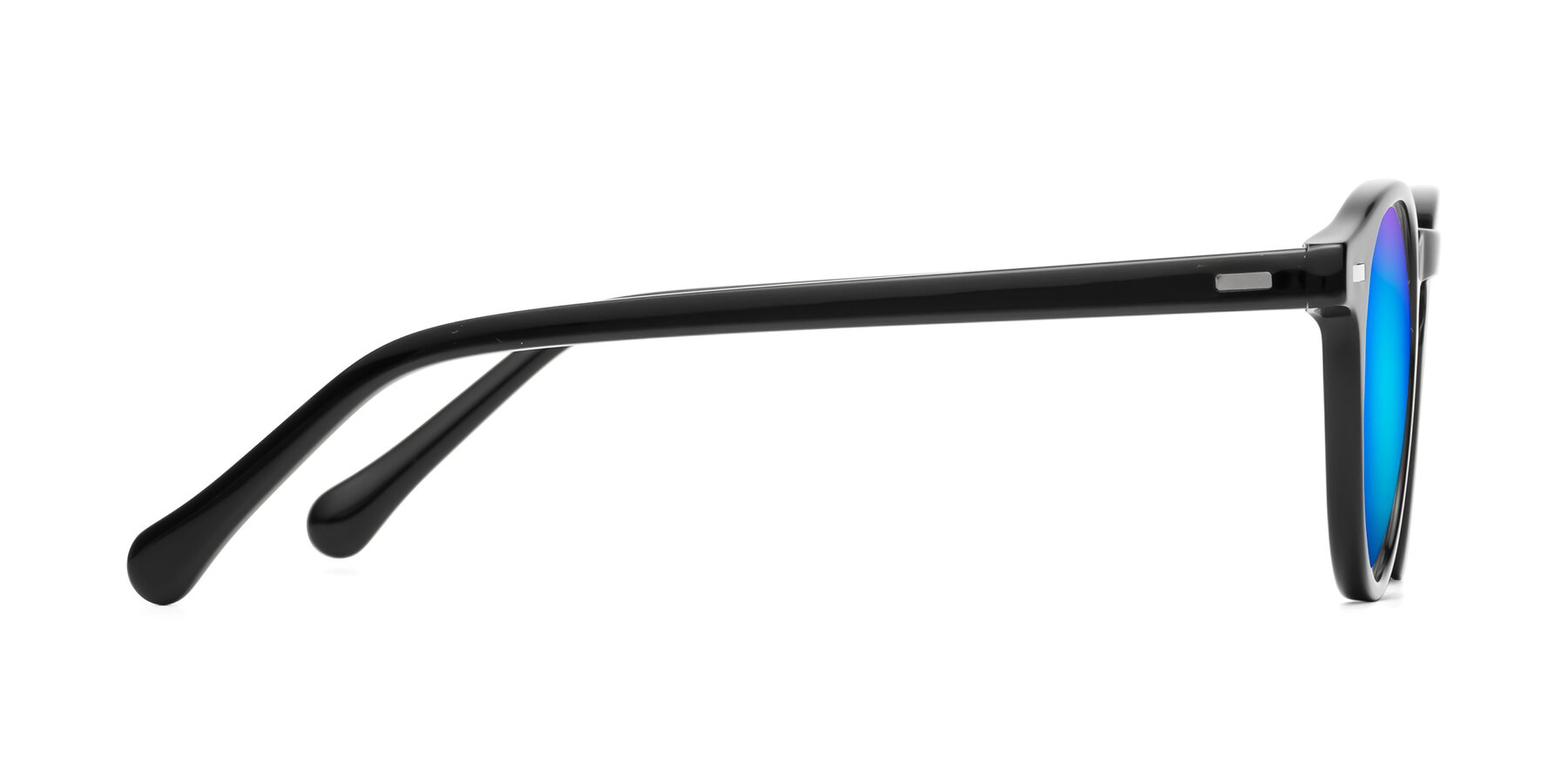 Side of Anchorage in Black with Blue Mirrored Lenses