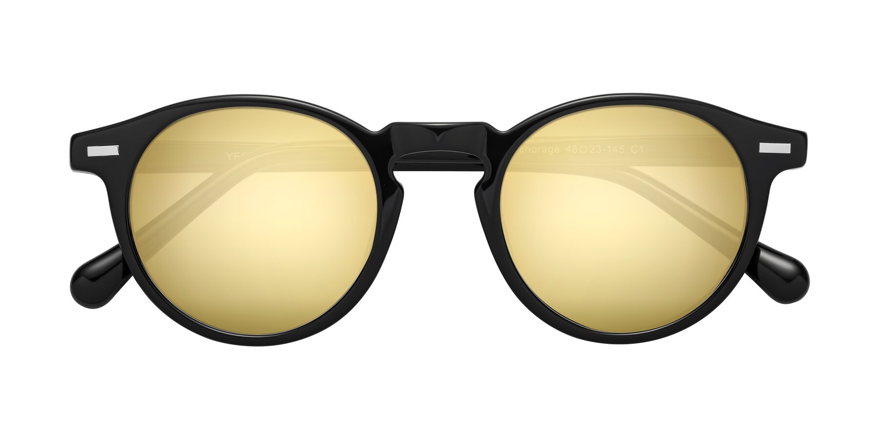 Folded Front of Anchorage in Black with Gold Mirrored Lenses