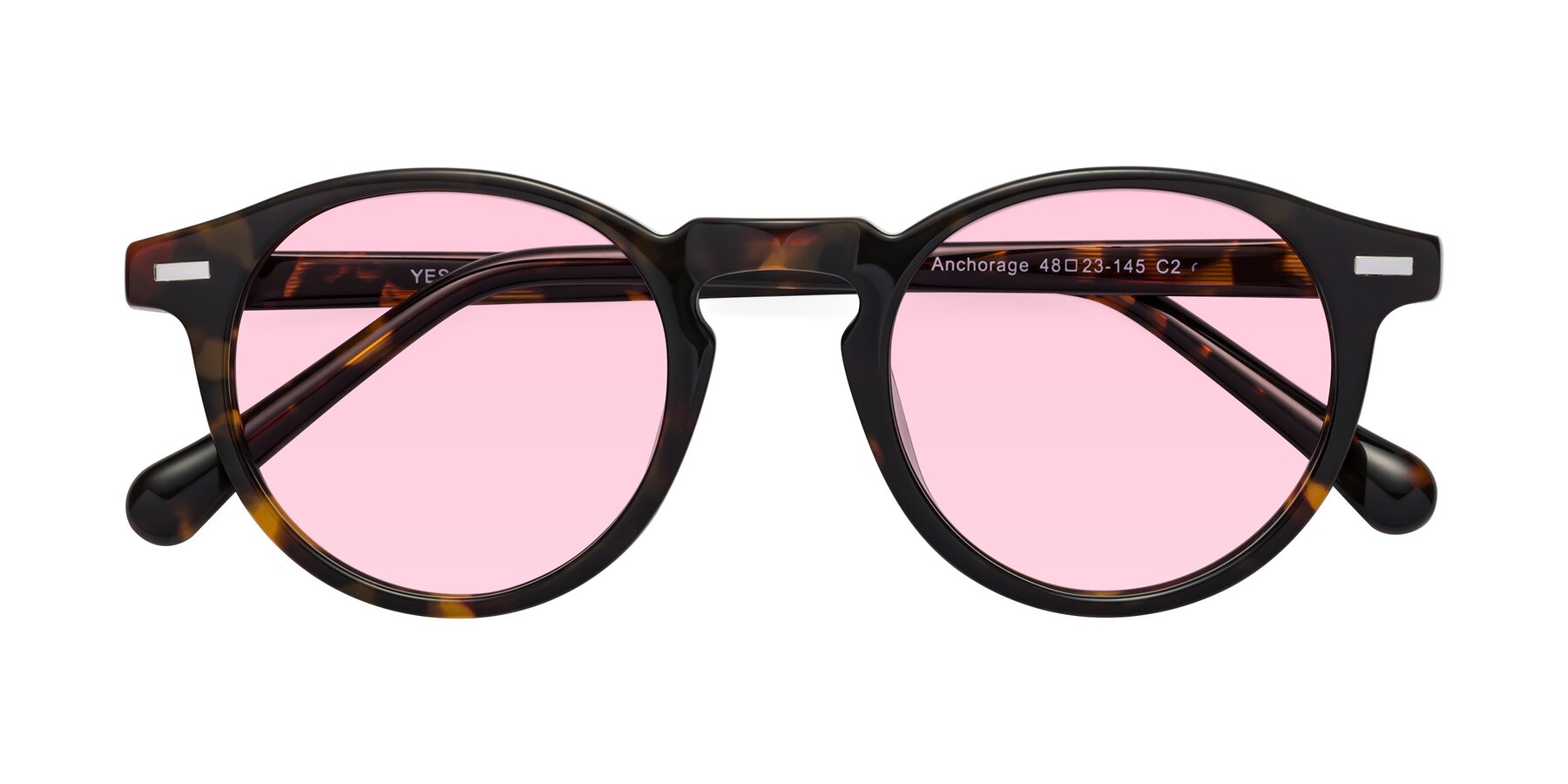 Folded Front of Anchorage in Tortoise with Light Pink Tinted Lenses