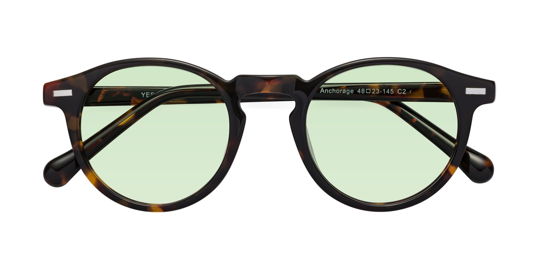 Folded Front of Anchorage in Tortoise with Light Green Tinted Lenses