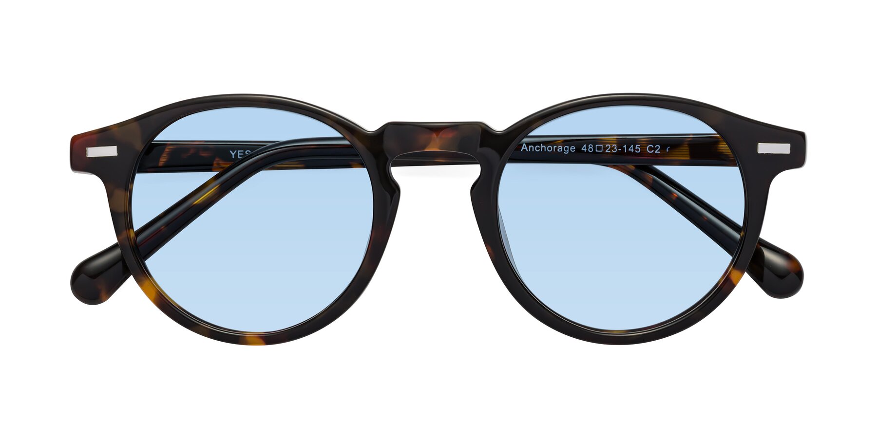 Folded Front of Anchorage in Tortoise with Light Blue Tinted Lenses