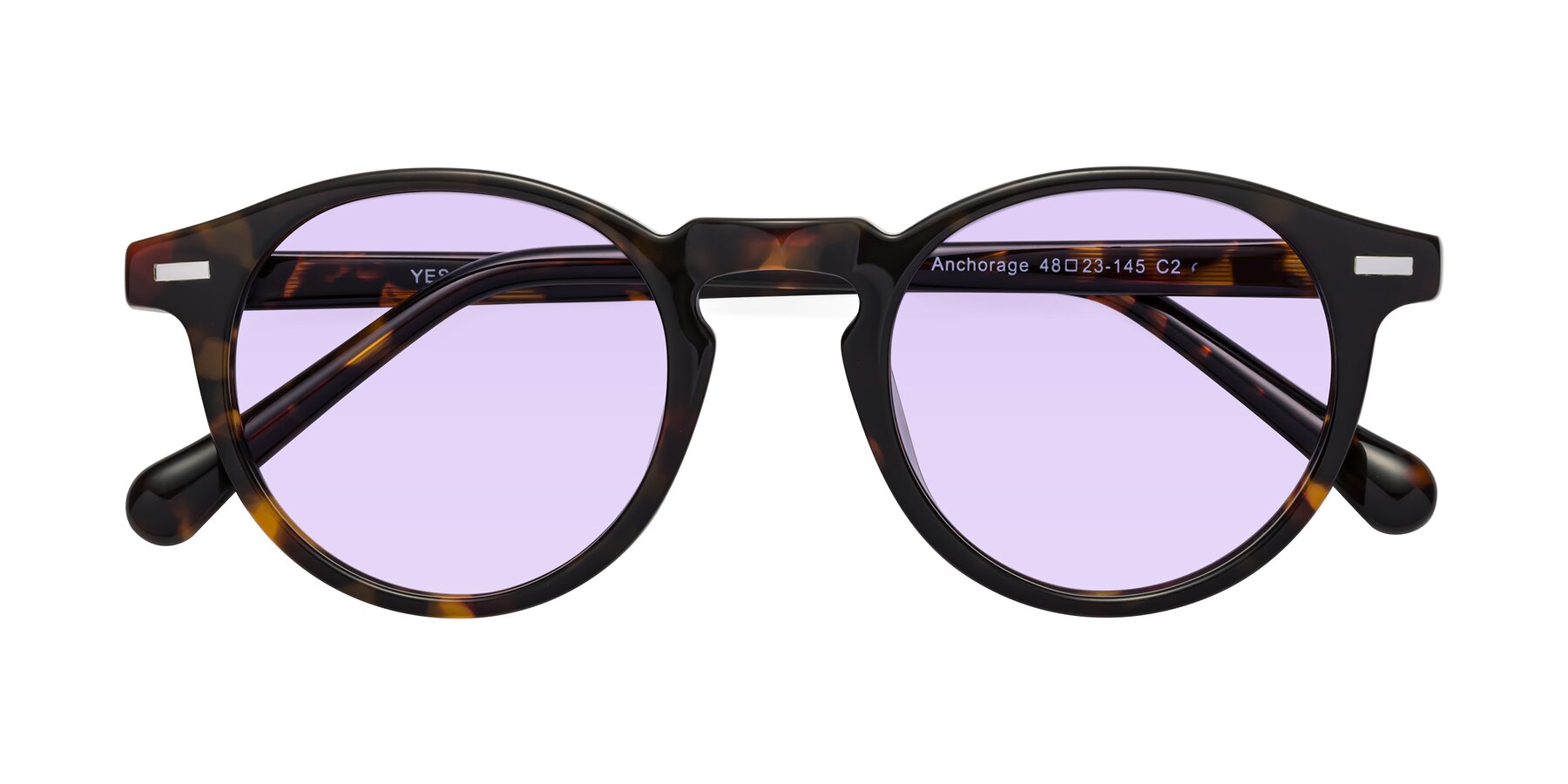 Folded Front of Anchorage in Tortoise with Light Purple Tinted Lenses