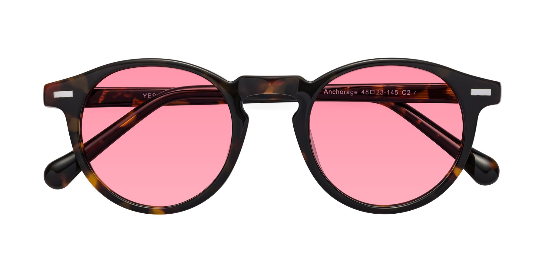 Folded Front of Anchorage in Tortoise with Pink Tinted Lenses