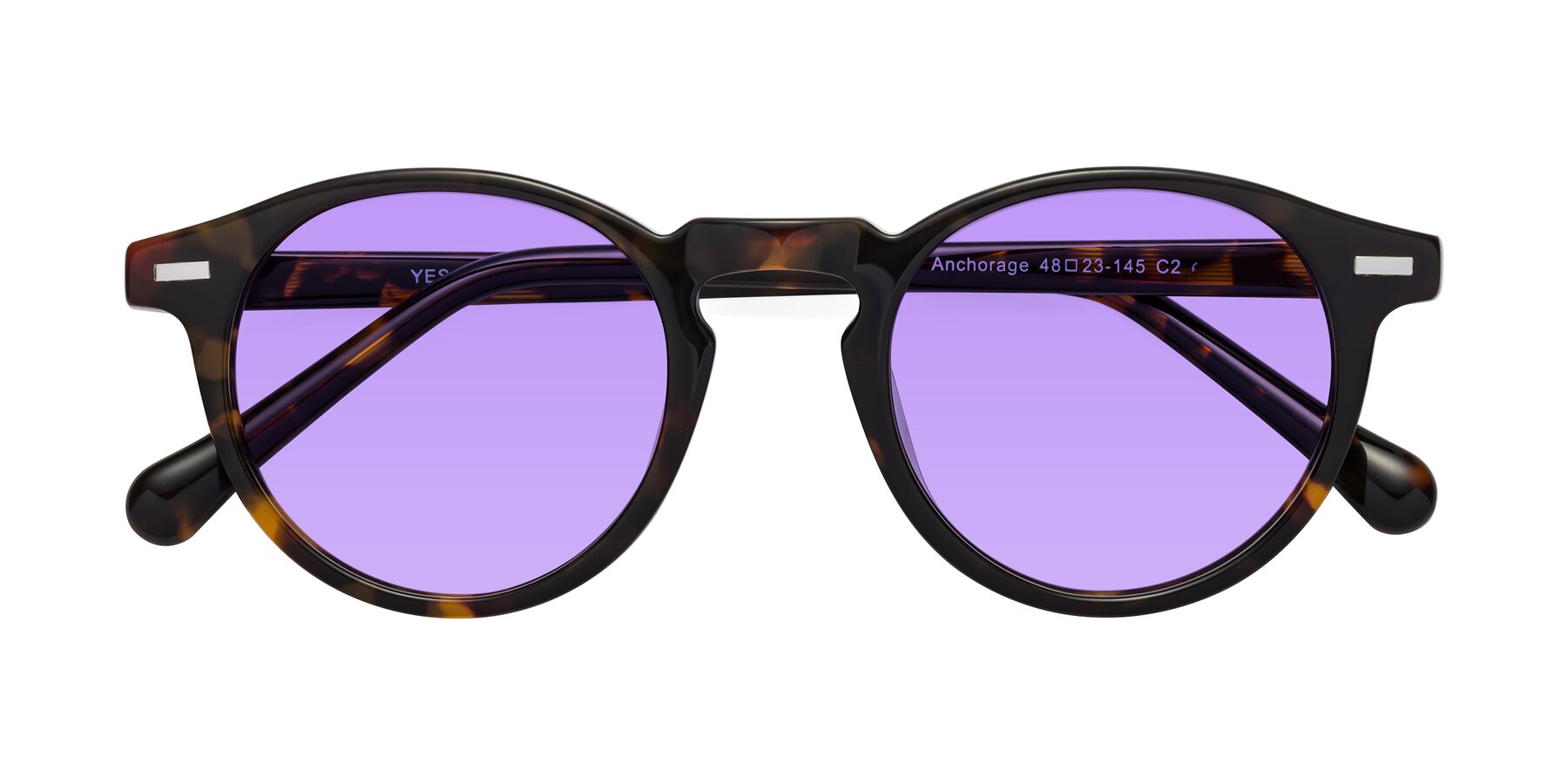 Folded Front of Anchorage in Tortoise with Medium Purple Tinted Lenses