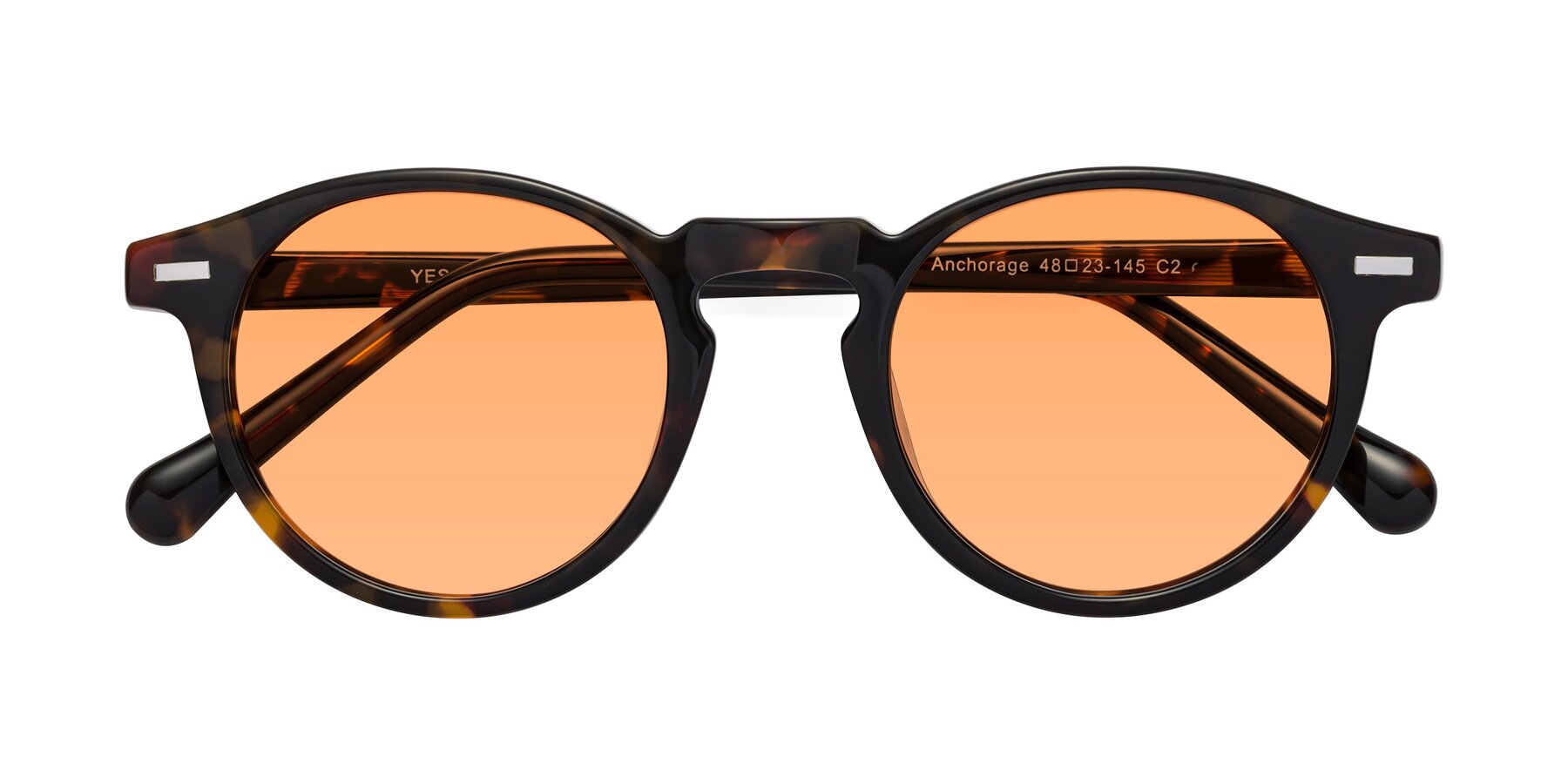 Folded Front of Anchorage in Tortoise with Medium Orange Tinted Lenses