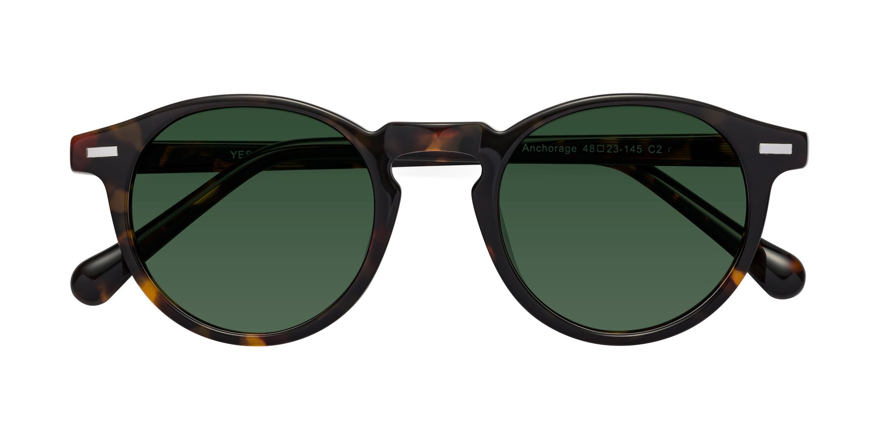 Folded Front of Anchorage in Tortoise with Green Tinted Lenses