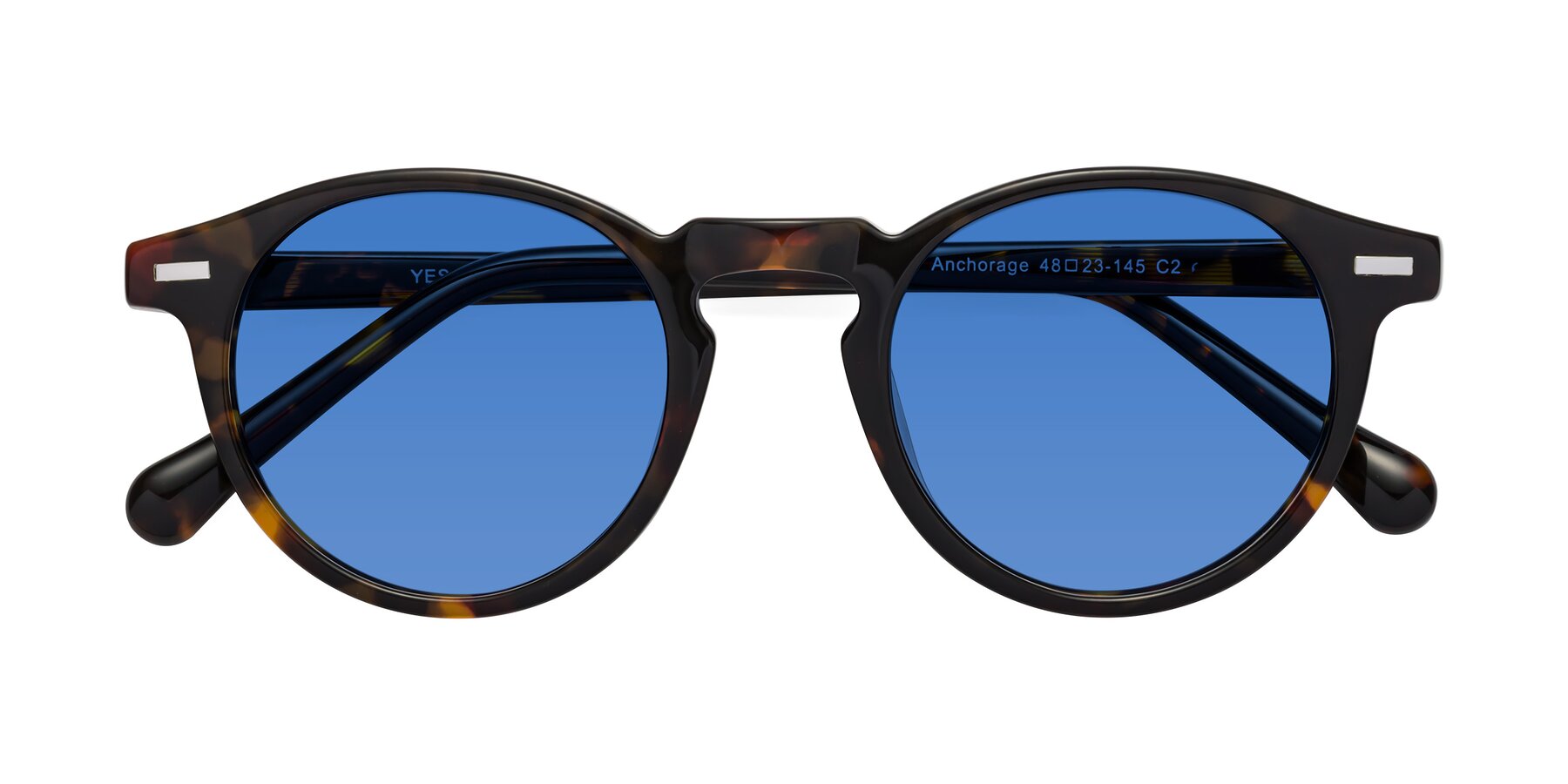 Folded Front of Anchorage in Tortoise with Blue Tinted Lenses