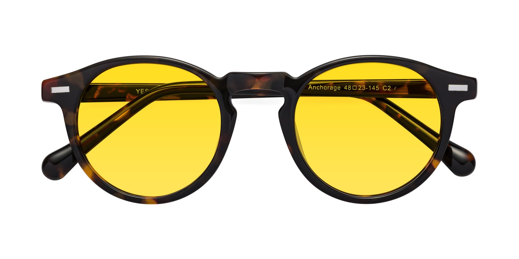 Folded Front of Anchorage in Tortoise with Yellow Tinted Lenses