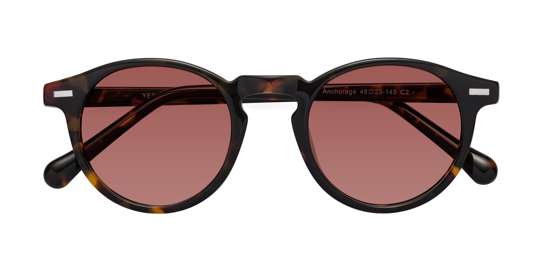 Folded Front of Anchorage in Tortoise with Garnet Tinted Lenses