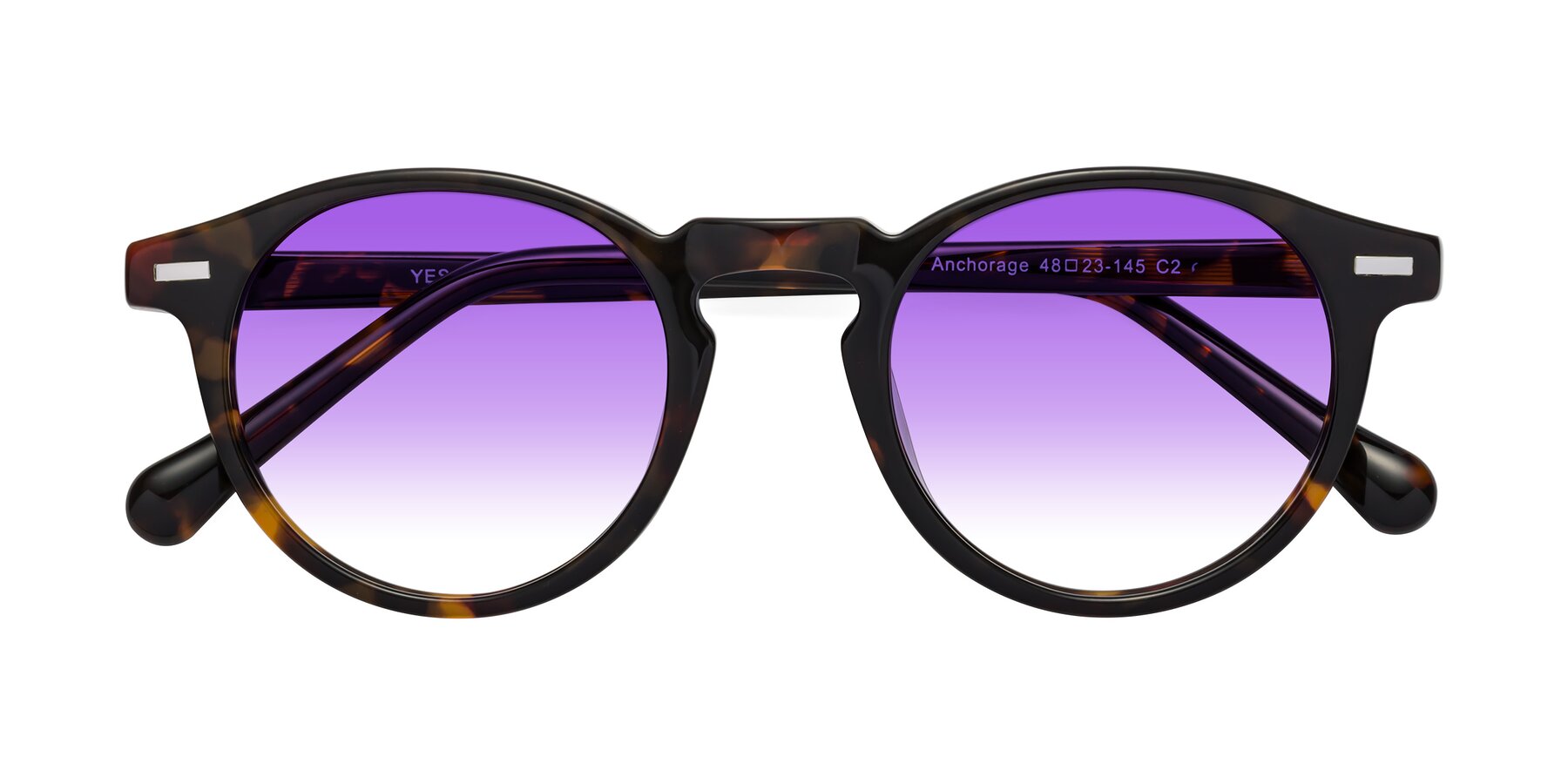 Folded Front of Anchorage in Tortoise with Purple Gradient Lenses