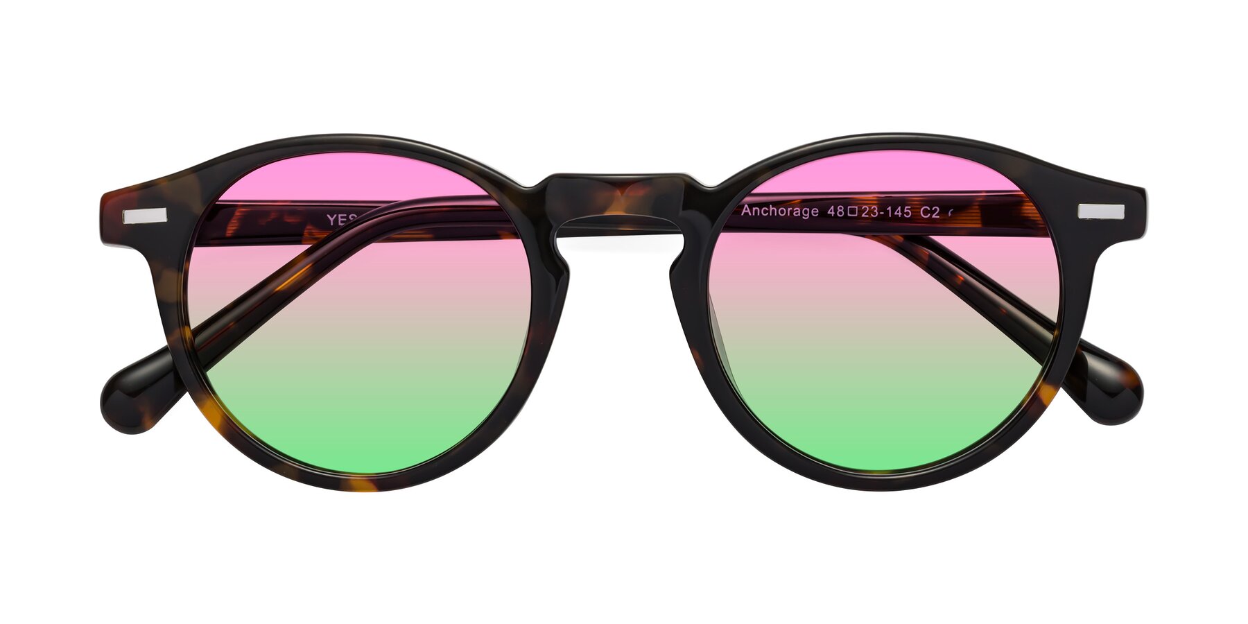 Folded Front of Anchorage in Tortoise with Pink / Green Gradient Lenses