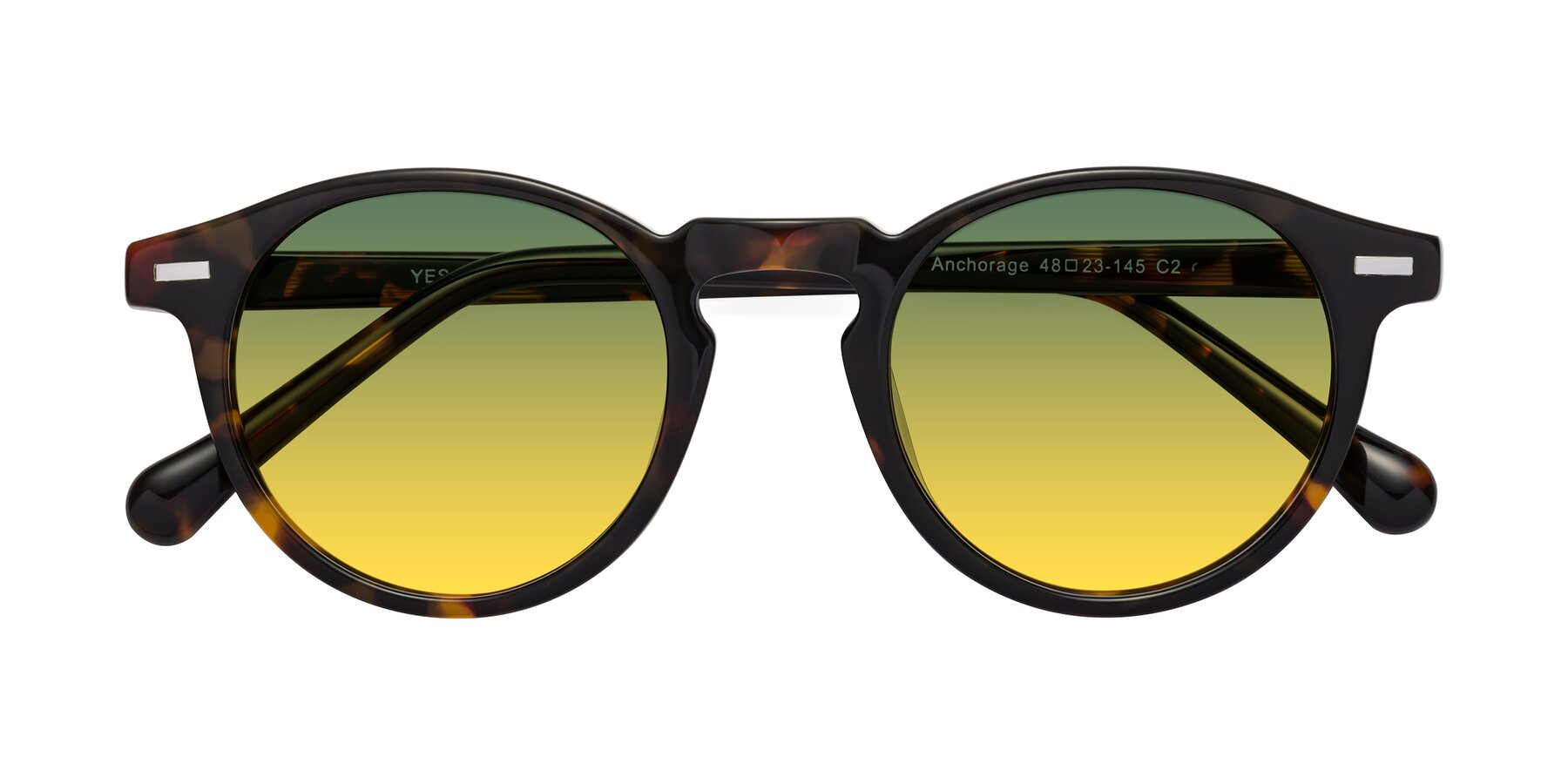 Folded Front of Anchorage in Tortoise with Green / Yellow Gradient Lenses