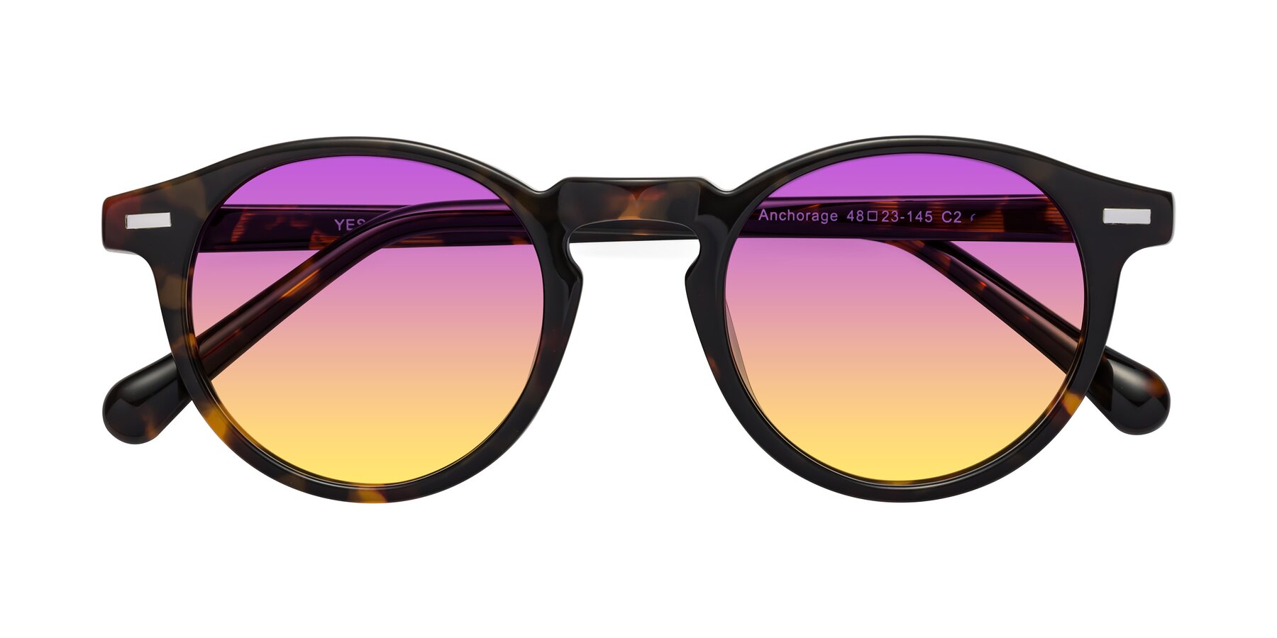 Folded Front of Anchorage in Tortoise with Purple / Yellow Gradient Lenses