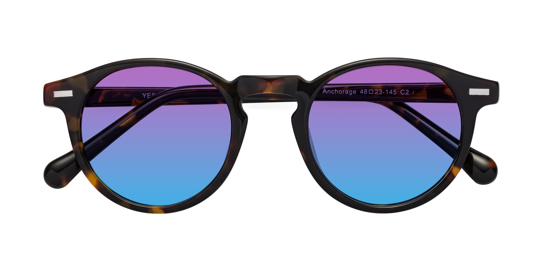 Folded Front of Anchorage in Tortoise with Purple / Blue Gradient Lenses