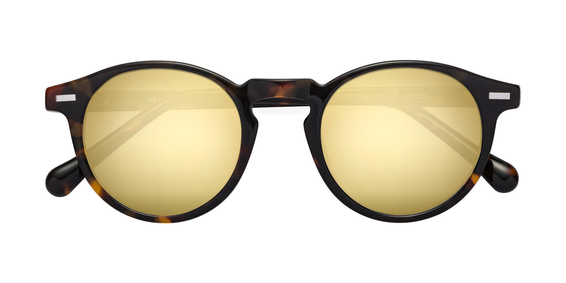 Folded Front of Anchorage in Tortoise with Gold Mirrored Lenses
