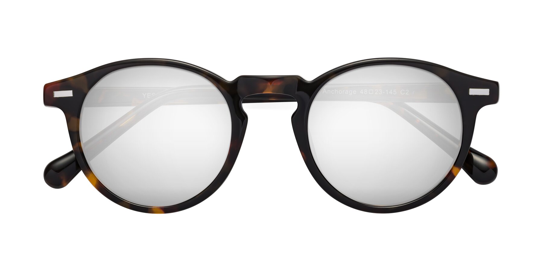 Folded Front of Anchorage in Tortoise with Silver Mirrored Lenses