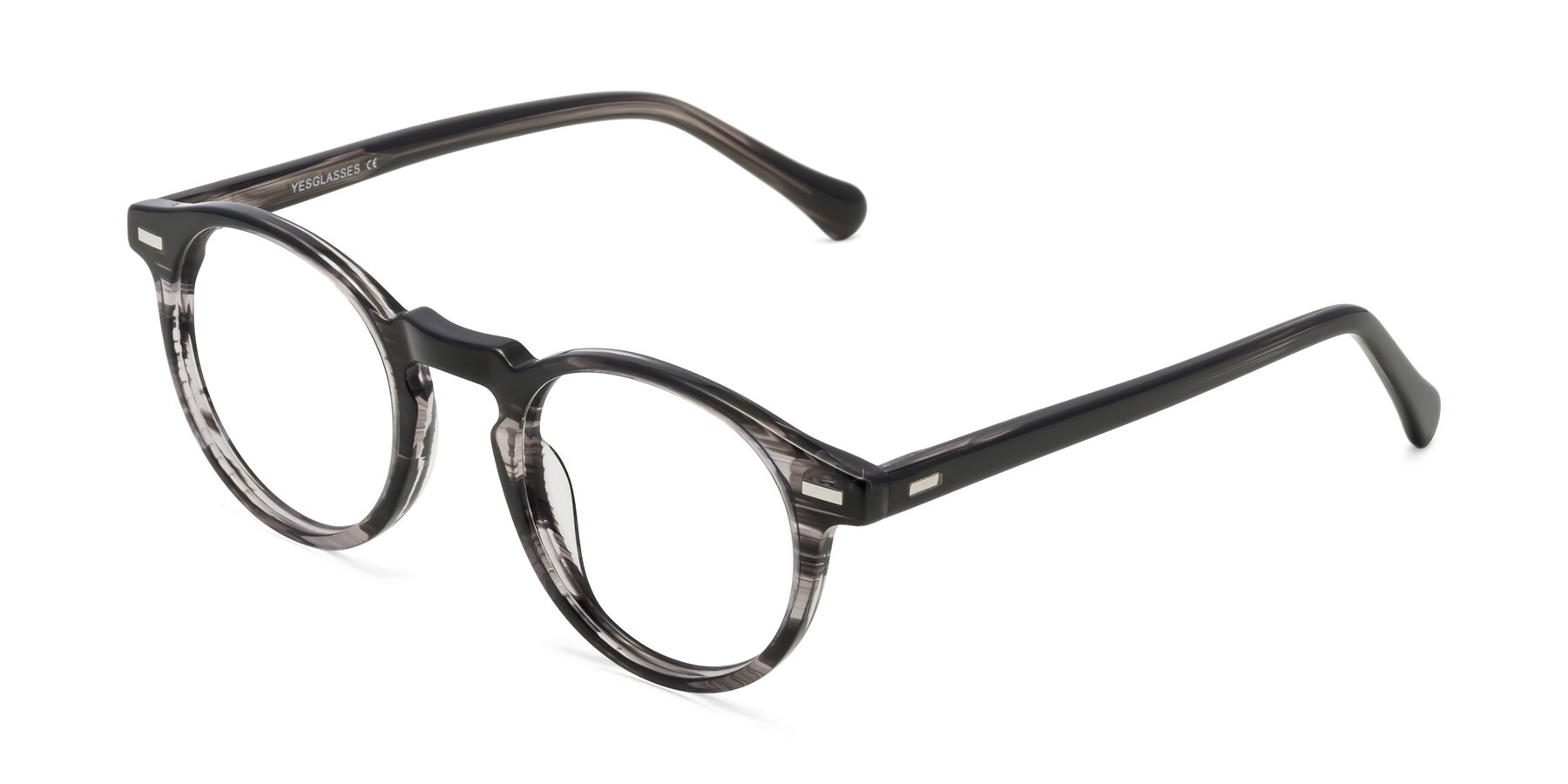 Angle of Anchorage in Striped Gray with Clear Eyeglass Lenses