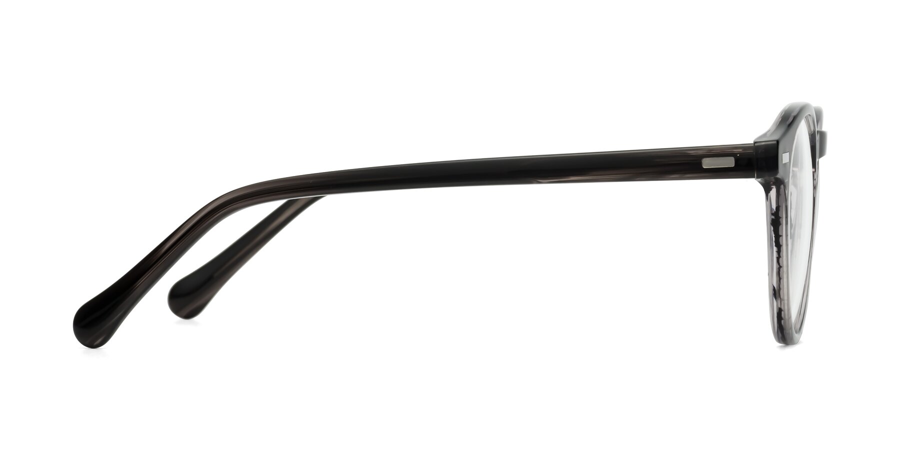 Side of Anchorage in Striped Gray with Clear Reading Eyeglass Lenses