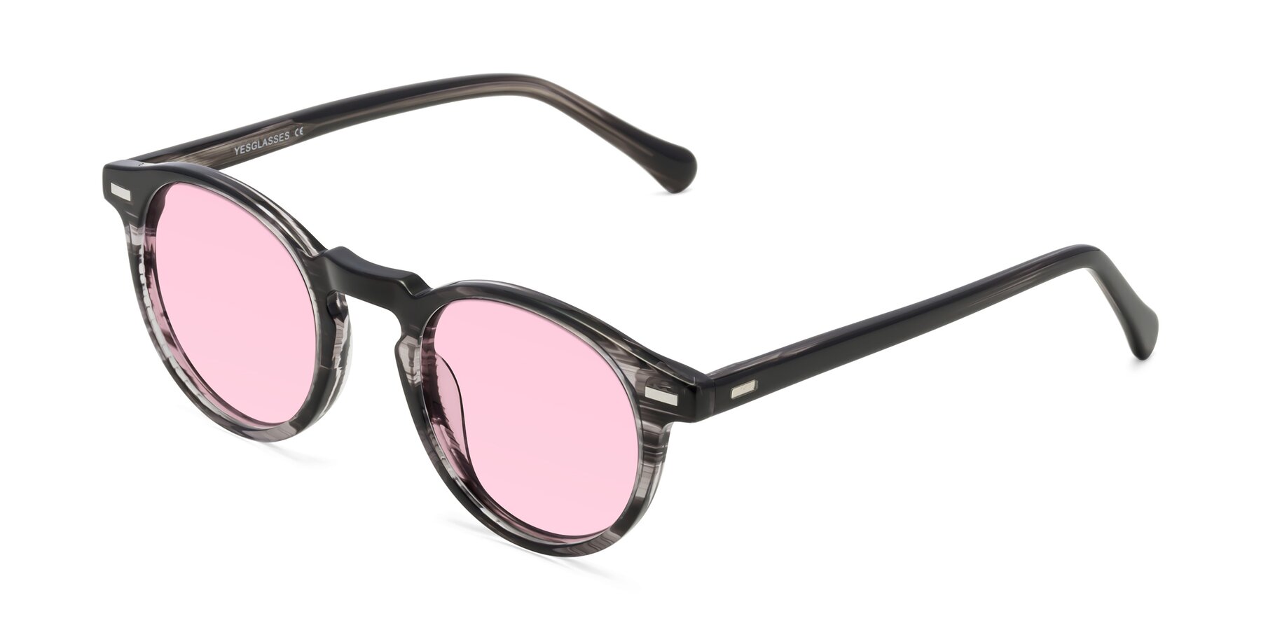 Angle of Anchorage in Striped Gray with Light Pink Tinted Lenses