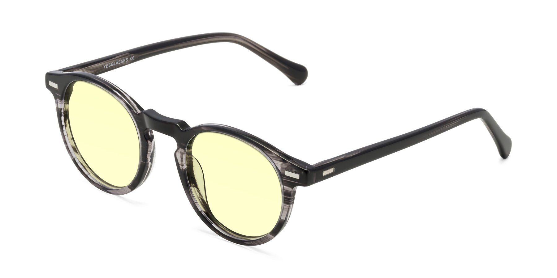 Angle of Anchorage in Striped Gray with Light Yellow Tinted Lenses