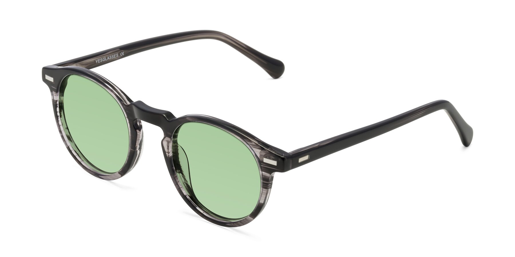 Angle of Anchorage in Striped Gray with Medium Green Tinted Lenses