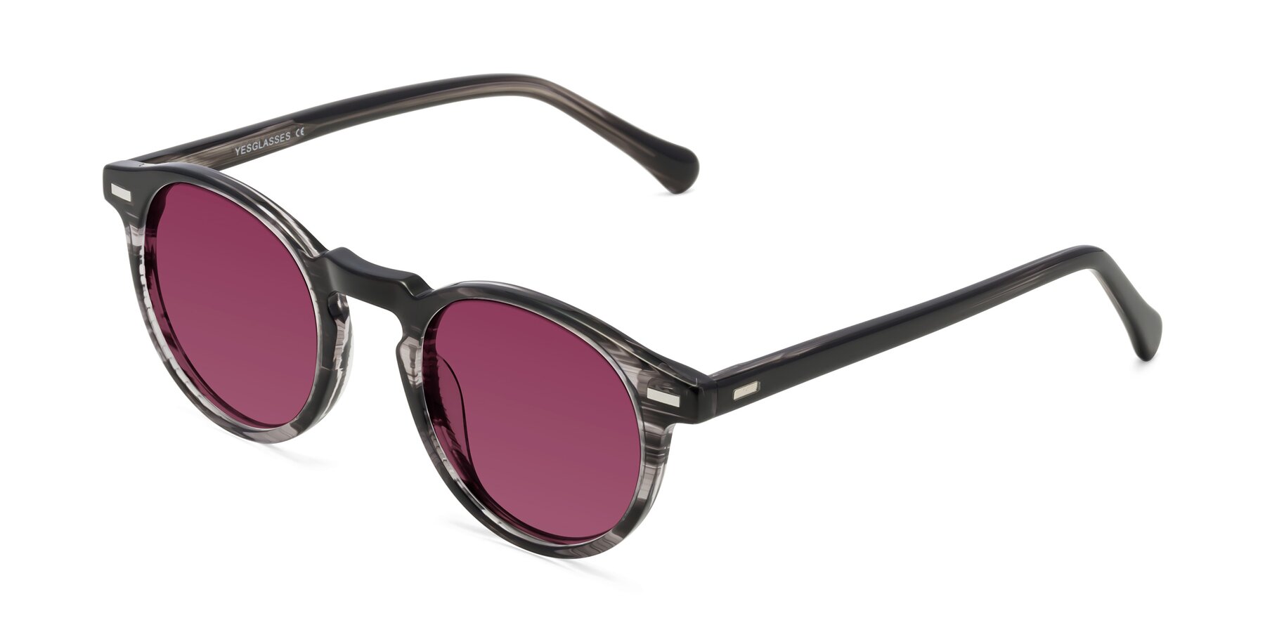 Angle of Anchorage in Striped Gray with Wine Tinted Lenses