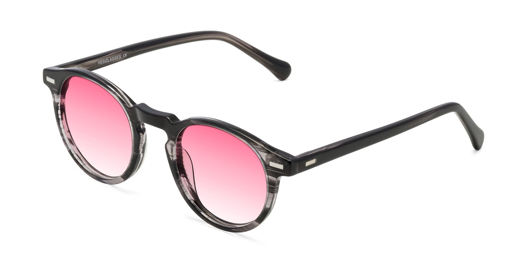 Angle of Anchorage in Striped Gray with Pink Gradient Lenses