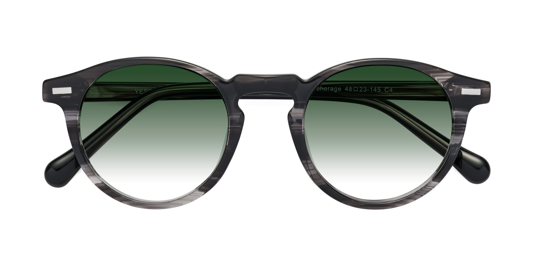Folded Front of Anchorage in Striped Gray with Green Gradient Lenses