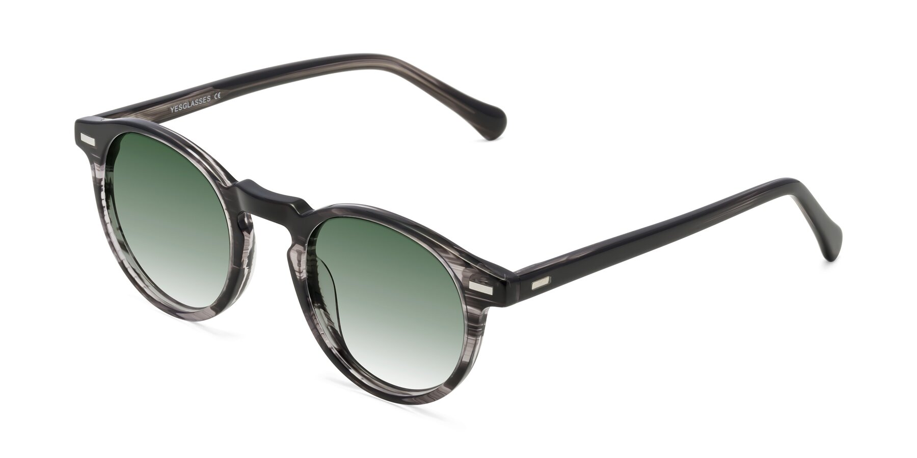 Angle of Anchorage in Striped Gray with Green Gradient Lenses