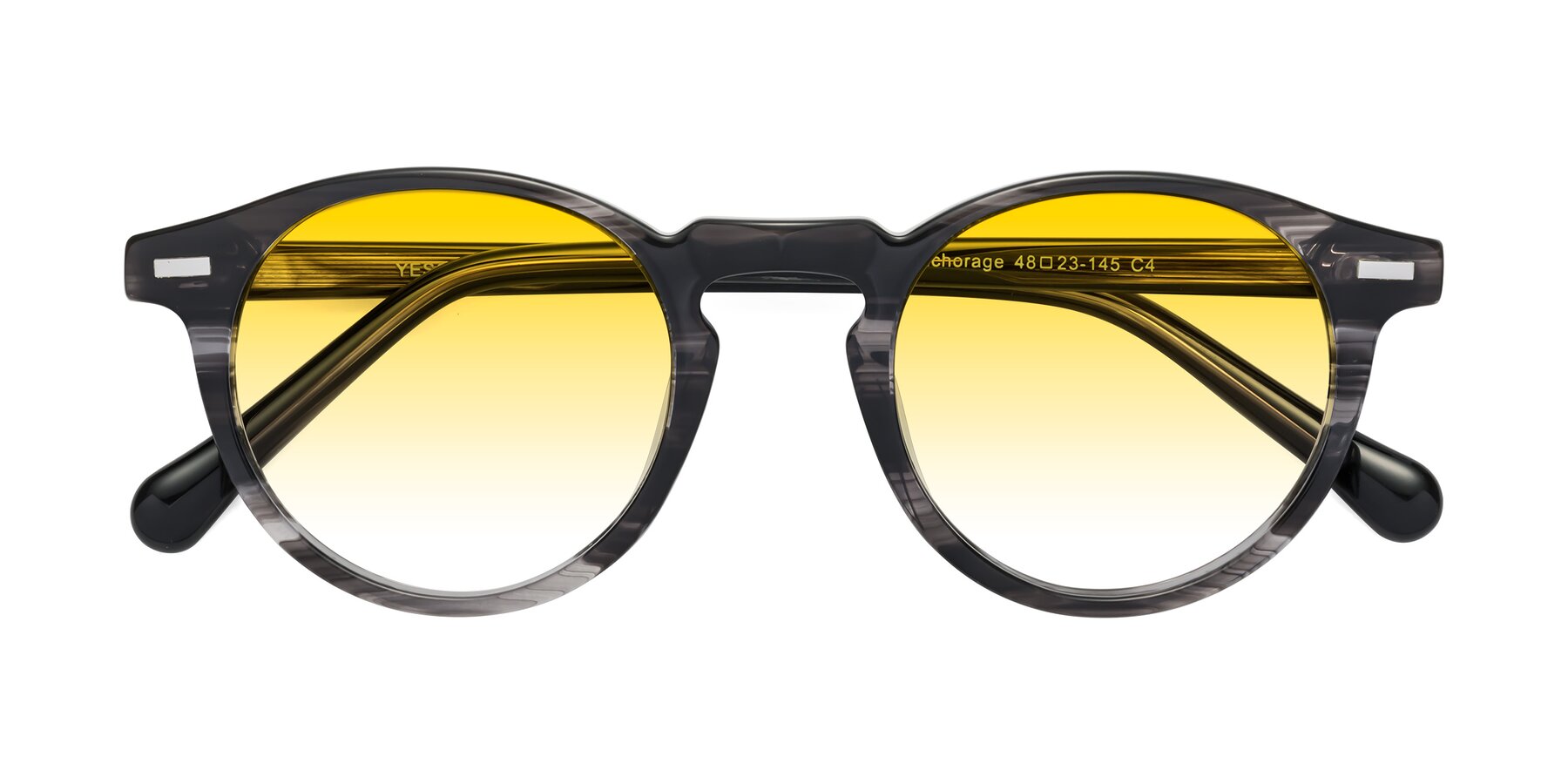 Folded Front of Anchorage in Striped Gray with Yellow Gradient Lenses