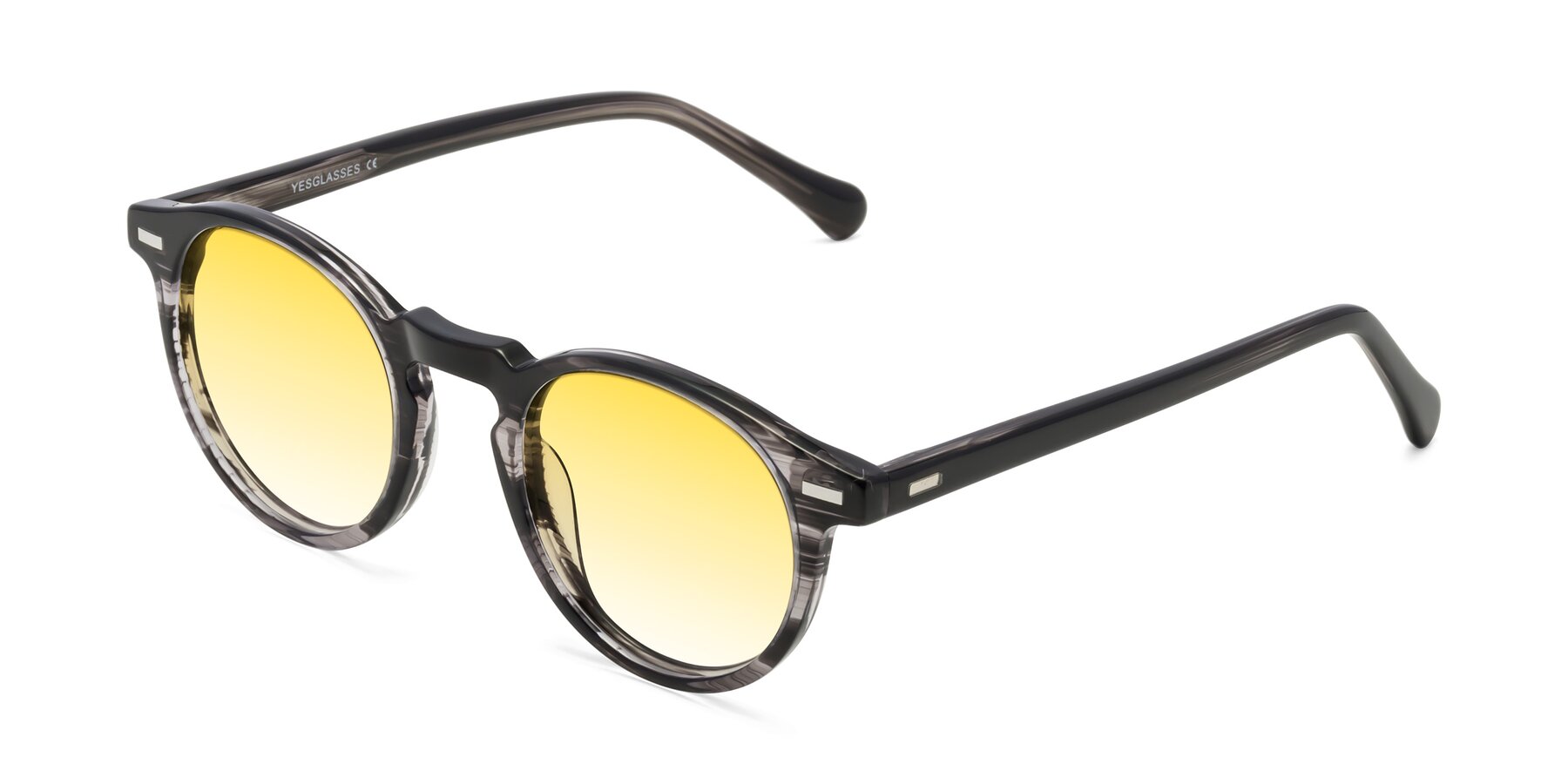 Angle of Anchorage in Striped Gray with Yellow Gradient Lenses