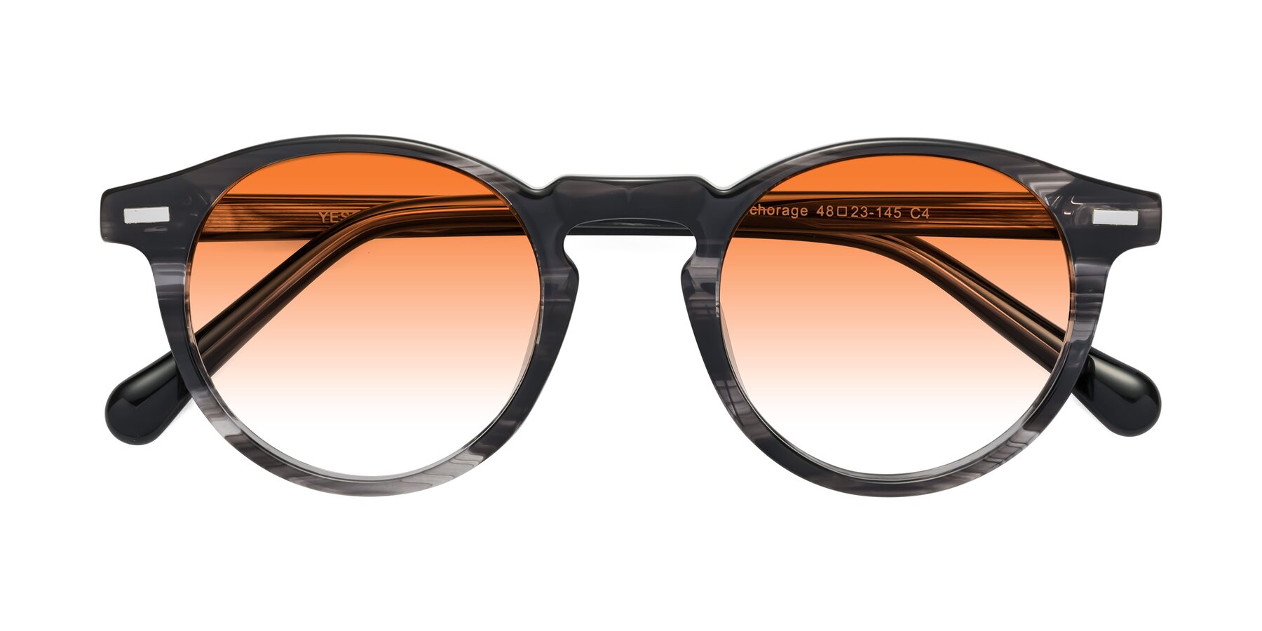 Folded Front of Anchorage in Striped Gray with Orange Gradient Lenses