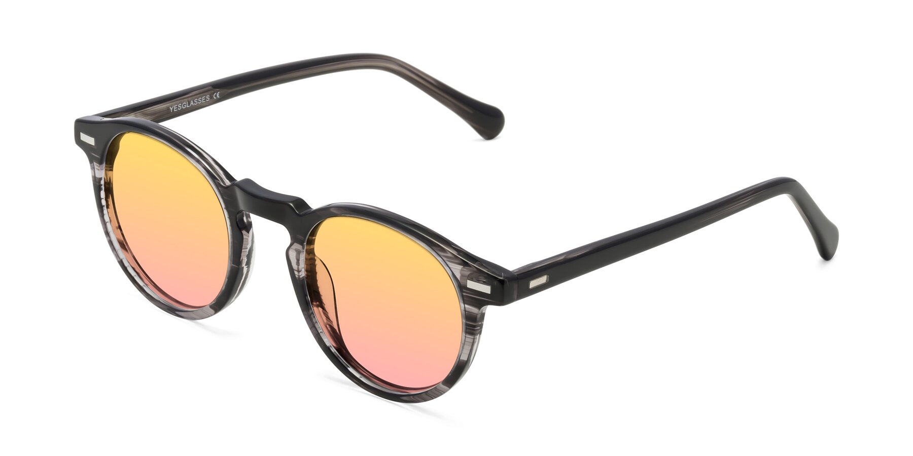 Angle of Anchorage in Striped Gray with Yellow / Pink Gradient Lenses