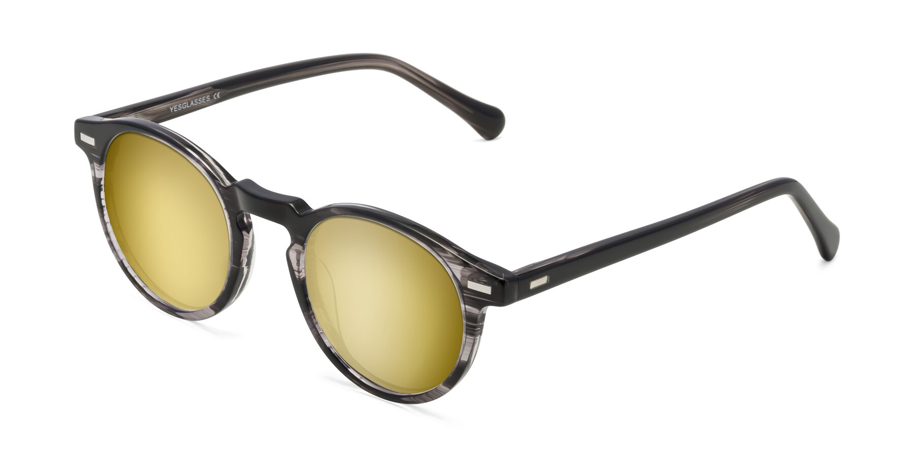 Angle of Anchorage in Striped Gray with Gold Mirrored Lenses