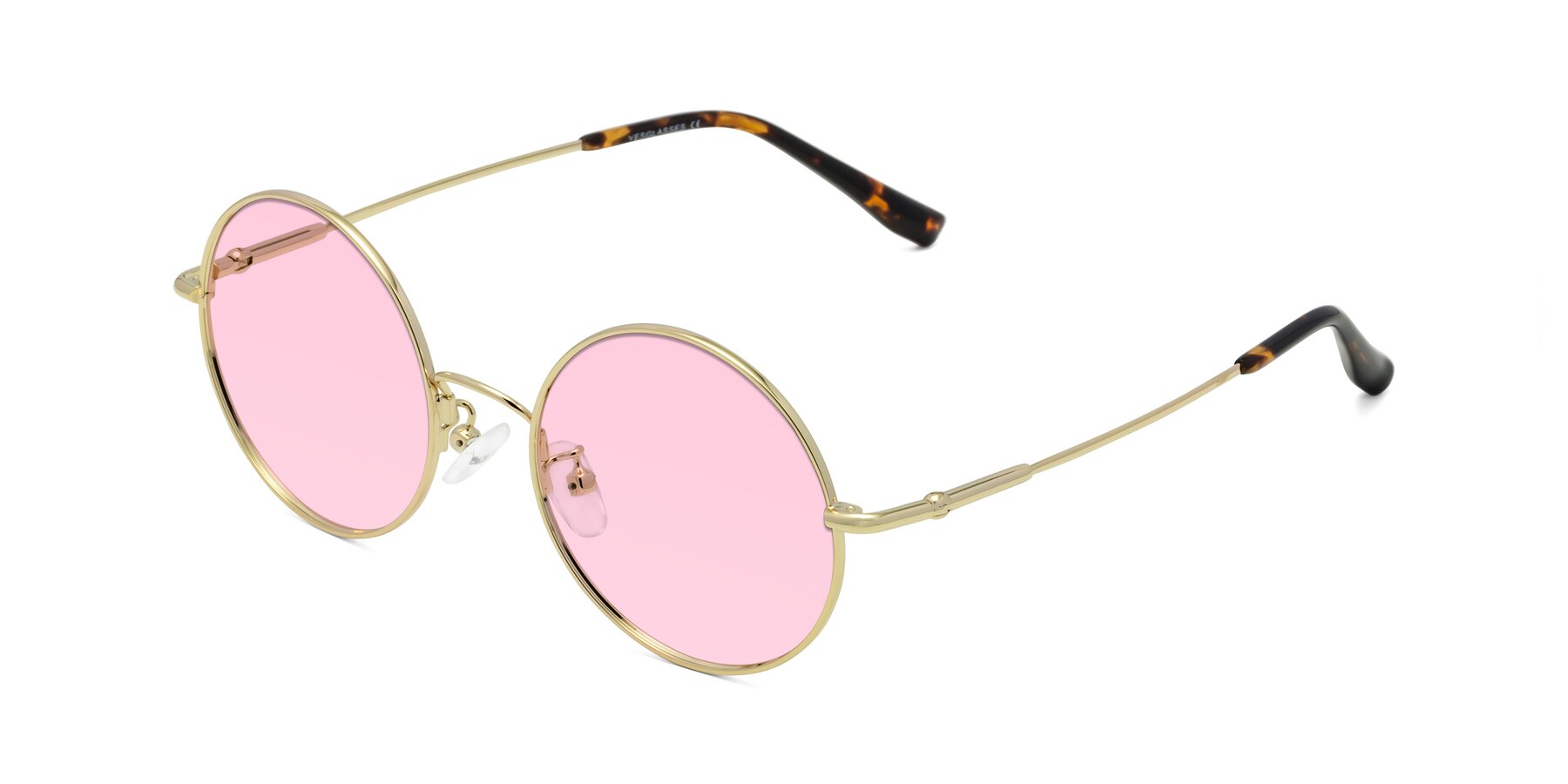 Angle of Belly in Gold with Light Pink Tinted Lenses