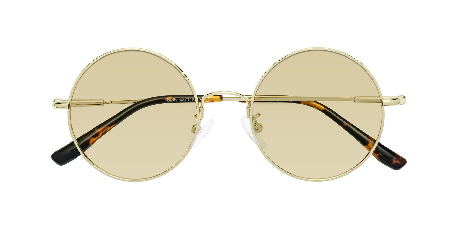 Folded Front of Belly in Gold with Light Champagne Tinted Lenses
