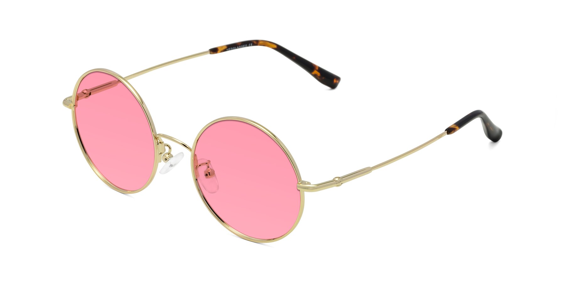 Angle of Belly in Gold with Pink Tinted Lenses